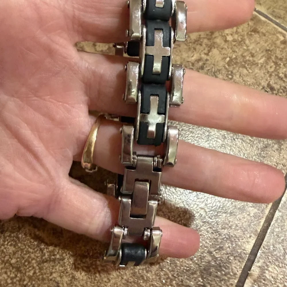 Men’s Cross Bracelet Stainless Steel Faith Spiritual Symbol Link